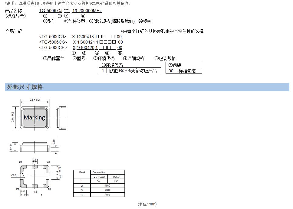 TG-5006CG晶振规格书