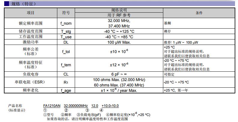 FA1210AN晶振规格书